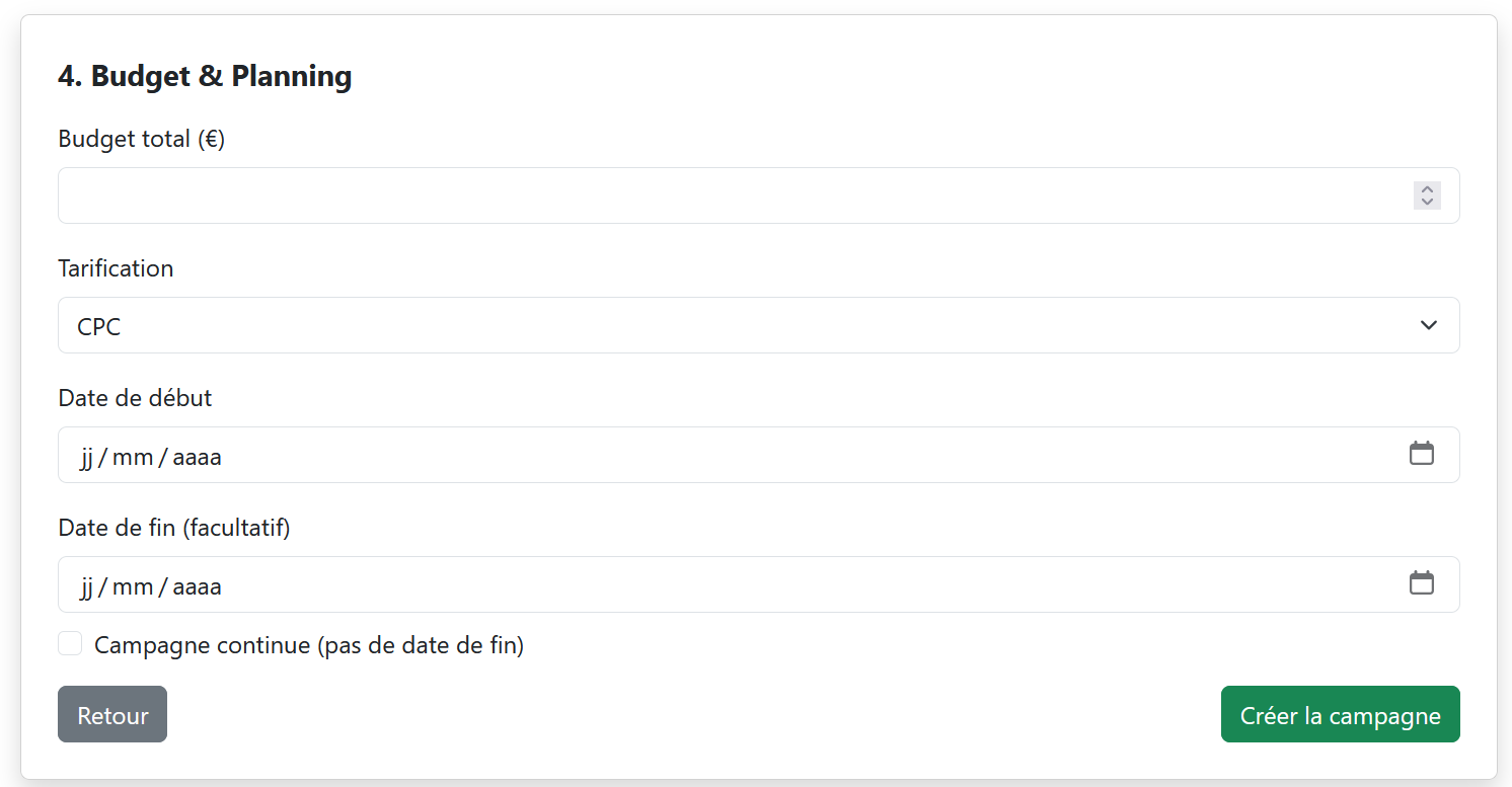 Étape 4 - Budget et Planning