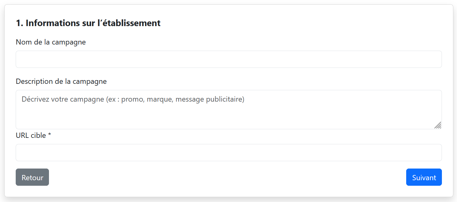 Étape 1 - Informations sur l'établissement